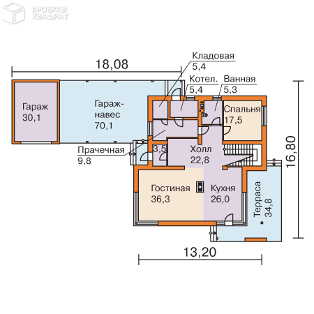 Проект w-270-1p 1-й этаж