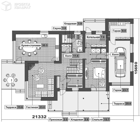 Проект w-275-1p 1-й этаж