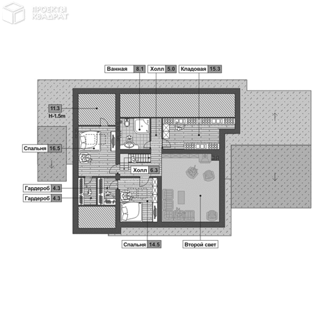 Проект w-279-1p Мансарда