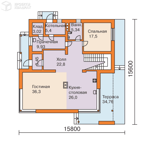 Проект w-282-1p 1-й этаж