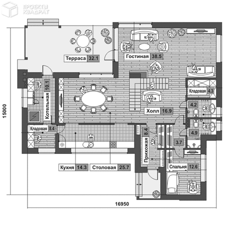 Проект w-305-1p 1-й этаж