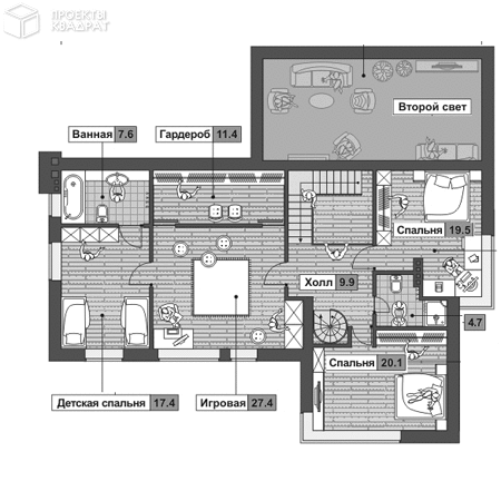Проект w-305-1p 2-й этаж