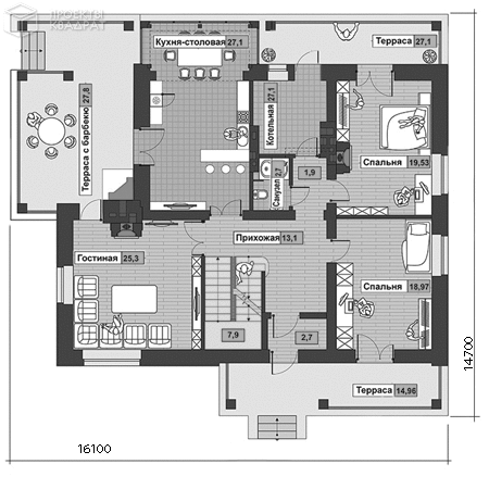 Проект w-355-1k 1-й этаж