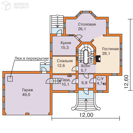 Проект w-452-1p 1-й этаж