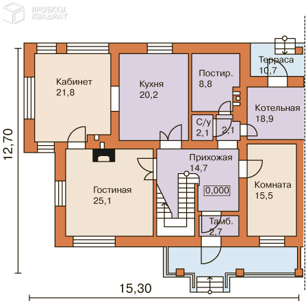 Проект w-620-1p 1-й этаж