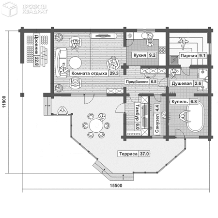 Проект y-088-1d 1-й этаж