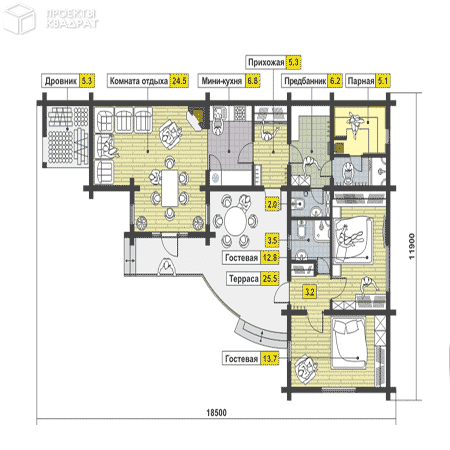 Проект y-117-1d 1-й этаж