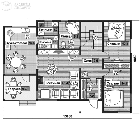 Проект y-142-1d 1-й этаж