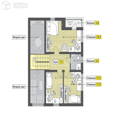 Проект y-151-1s 2-й этаж