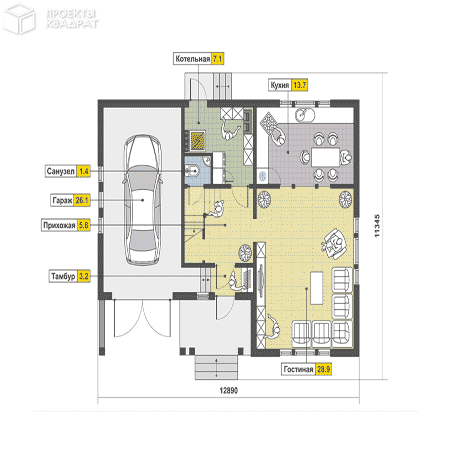 Проект y-167-1d 1-й этаж