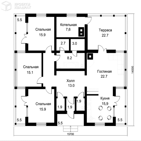 Проект y-189-1s 1-й этаж